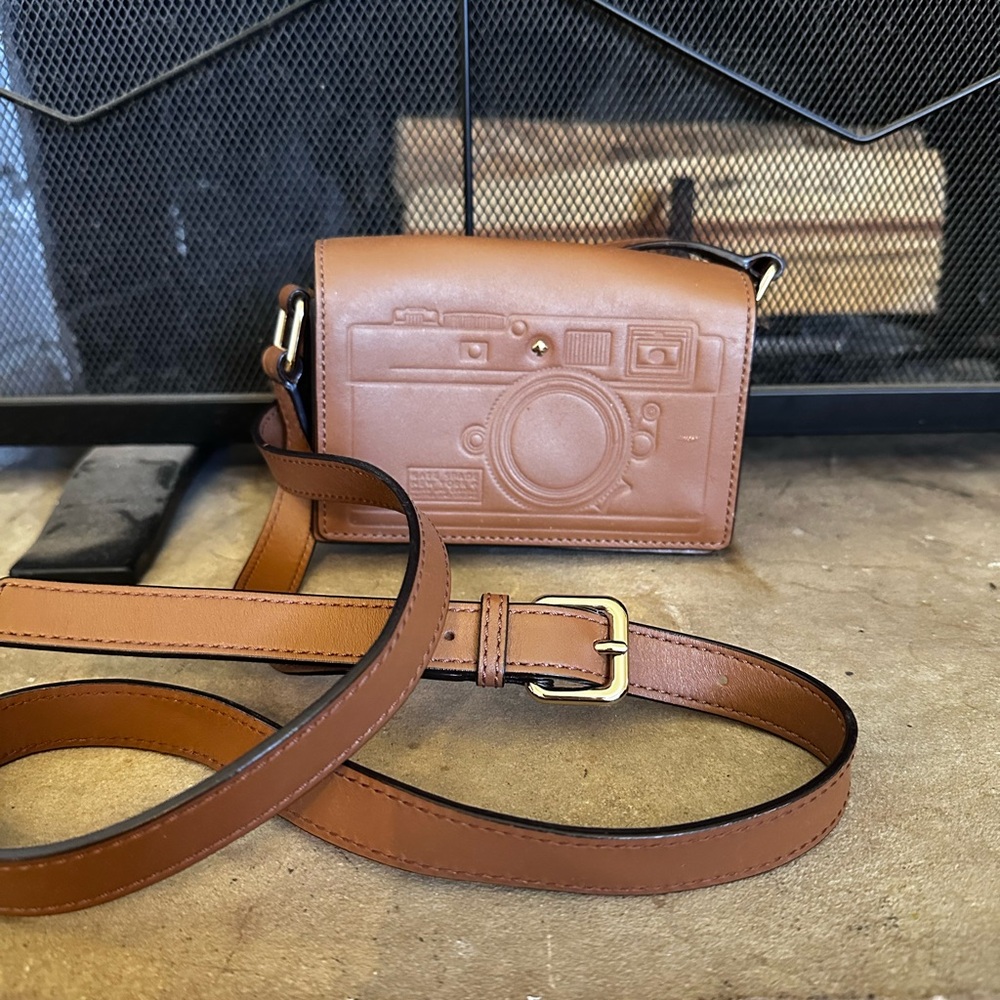 Kate Spade Tan Camera Embossed Crossbody Bag